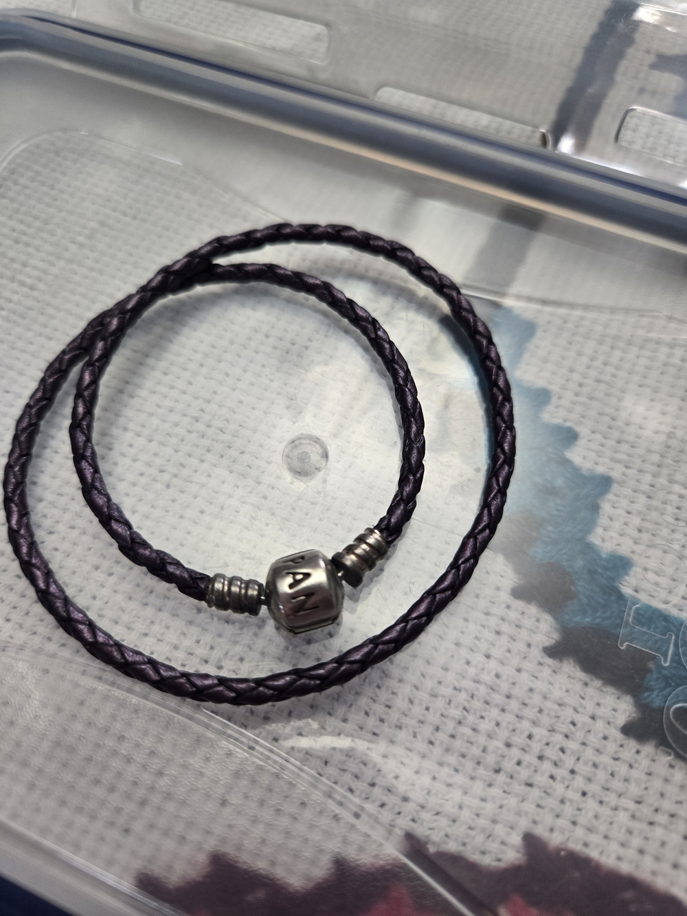 Pandora Braided Purple Double-Wrap Bracelet with Silver Charm